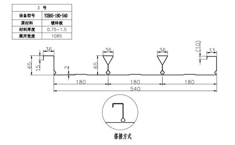 YXB65-180-540閉口樓承板